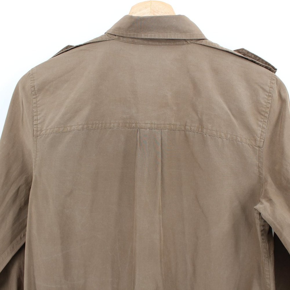 GAP Silk Cotton Utility Shirtdress Khaki Button Front Epaulettes Size 4 - Picture 8 of 11